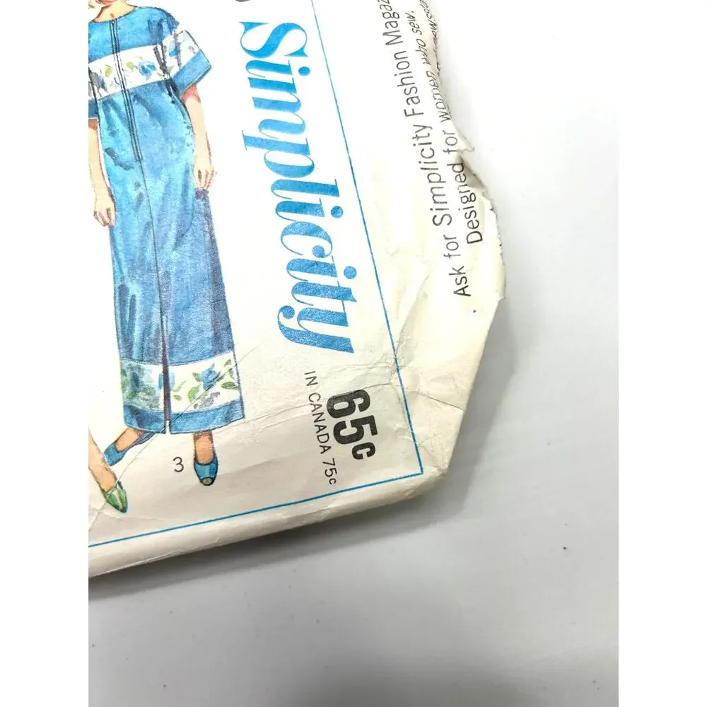 Simplicity Vintage 1960's Pattern #6795 One Piece Jiffy Robe Two Lengths Size 14